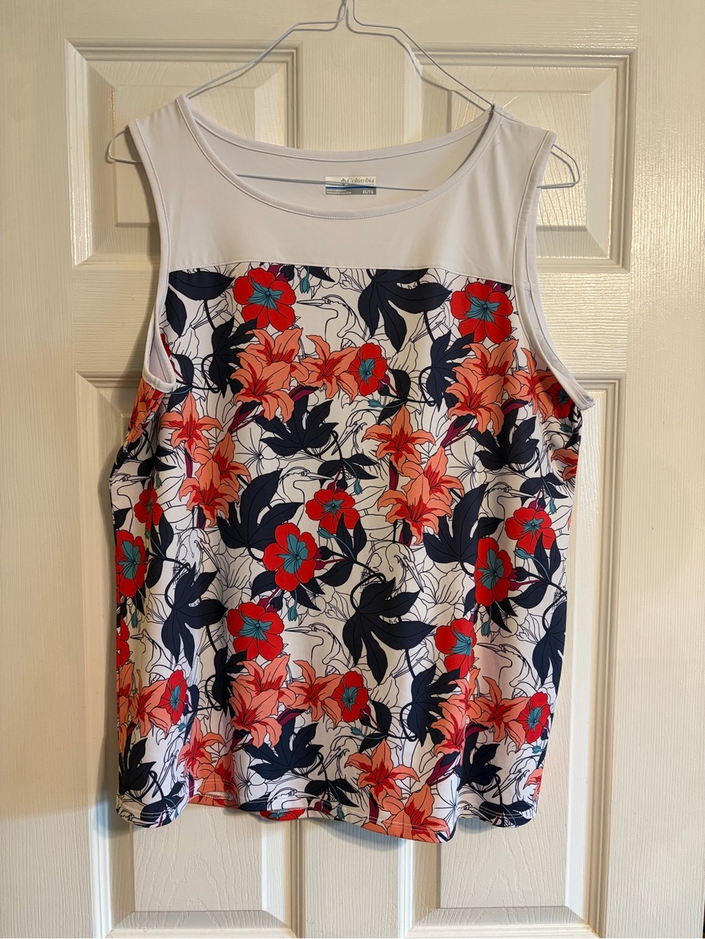 Columbia Chill River Tank XL Floral Omni-Freeze Omni-Wick UPF 50 Split Back